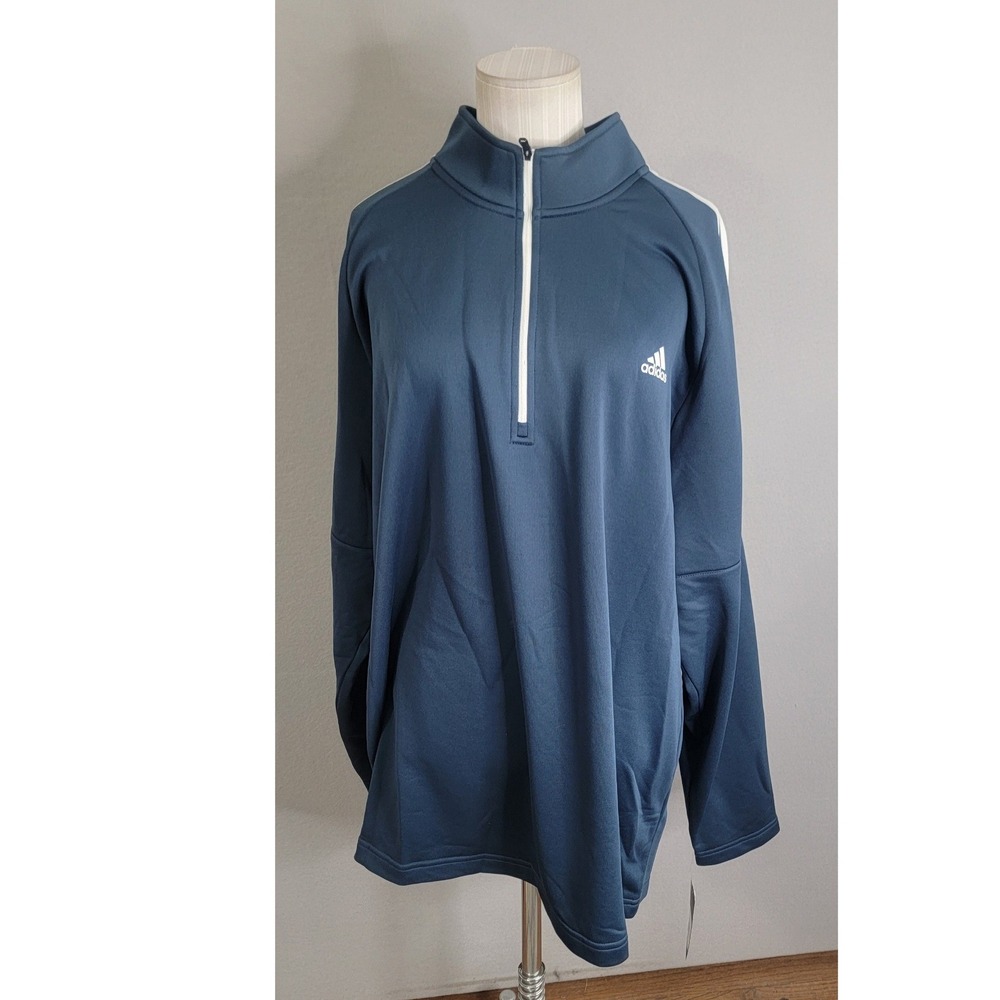 Adidas Golf Quarter Zip 2XL Crew Navy French Terry Mens Pullover New